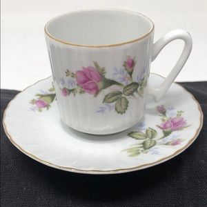 Pink Rose China Teacup or Espresso Cup & Saucer